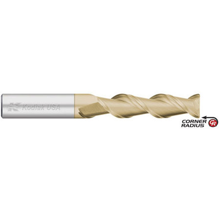 KODIAK CUTTING TOOLS 1/8 2 Flute Carbide Endmill Long 45 Deg. ZRN Coated w/Corner Radius 5450584